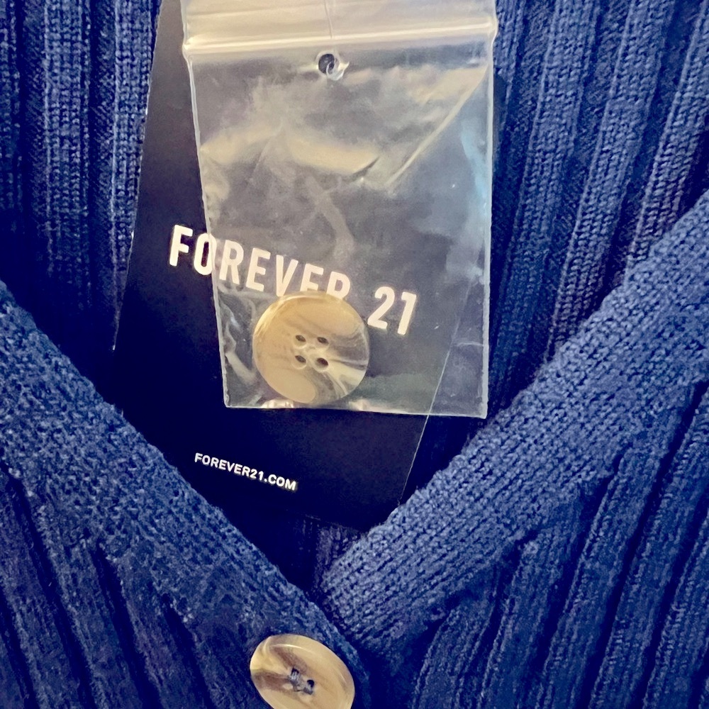 Forever 21 Navy Ribbed Cardigan - Picture 4 of 7
